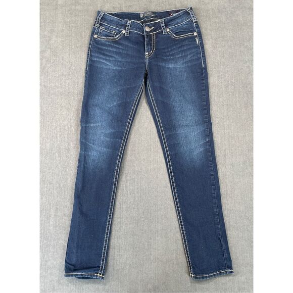 Silver Denim - Silver Jeans Jeans Women 31 Blue Mid Rise Skinny Dark Wash Stretch Denim Y2K